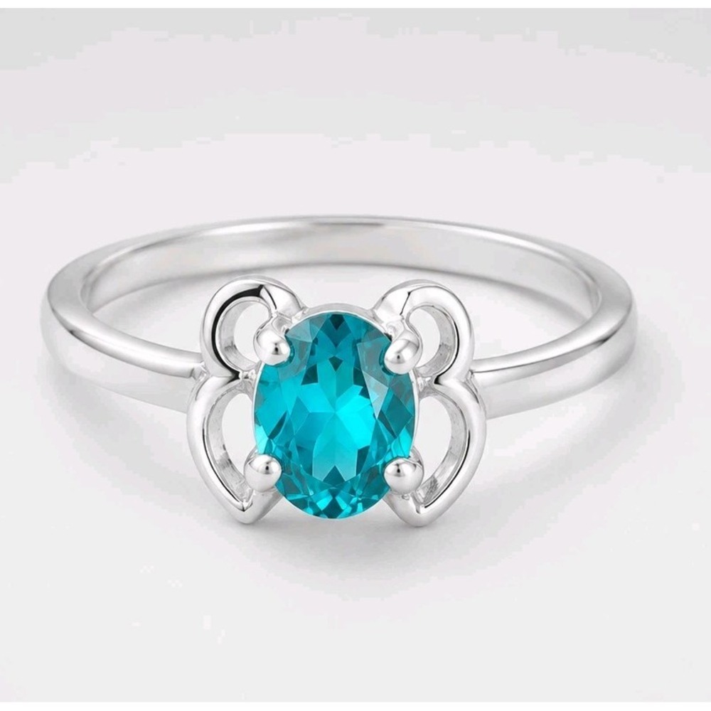 Vintage Aqua Blue Ring Glass Rhinestone Sterling Silver 925 Size 8.5 TN51